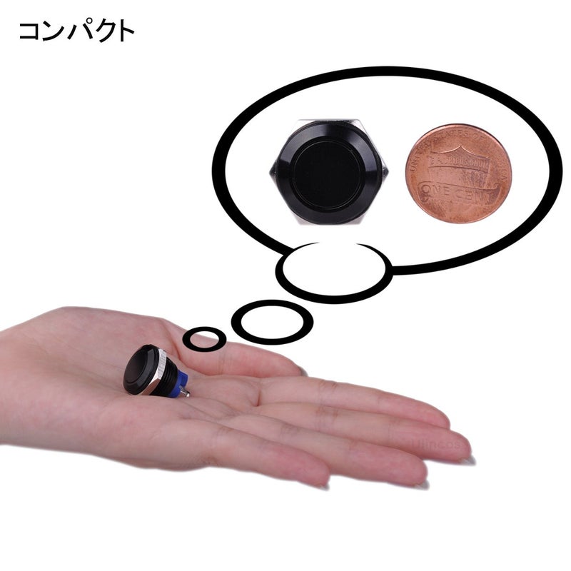 UlincosÂ® Momentary Push Button Switch U16A1 1NO SPST Black Metal Shell Suitable for 16mm Mounting Hole - Image 3